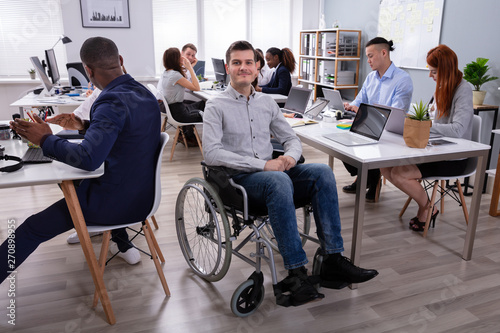 Disabled Man On Wheelchair