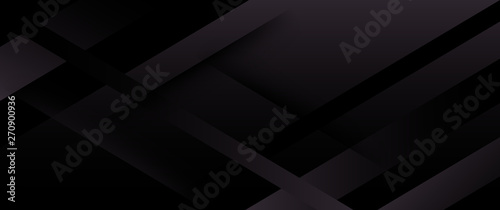 Horizontal black abstract banner with graphic elements. 
