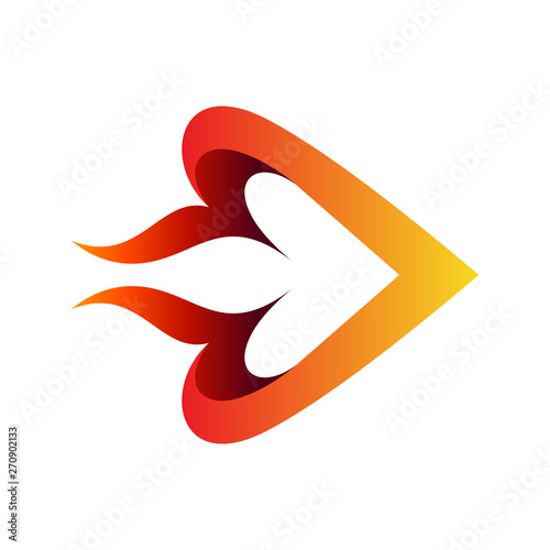 Abstract Arrow With Fire Motion 3D Graphic Logo Design