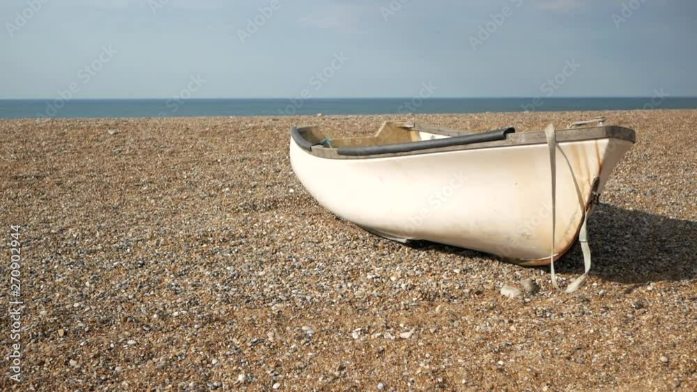 Panoramic shot of boat on the shore of the sea Panoramic shot of boat on the shore of the sea