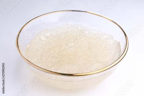 Edible bird's nest on white background.