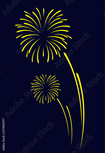 fireworks vector sign icon on black blue background for celebration design