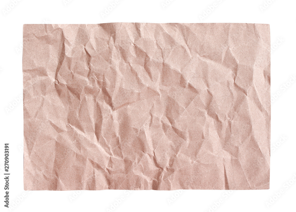 Brown wrinkle paper patterns texture abstract top view isolated on white background Brown wrinkle paper patterns texture abstract top view isolated on white background
