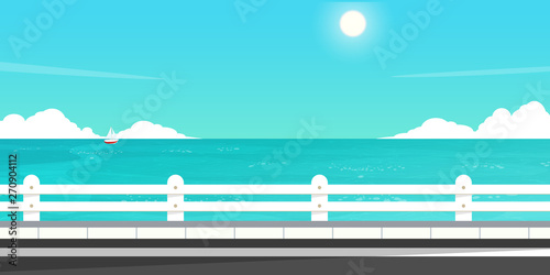 happy summer trip,sea road vector.
