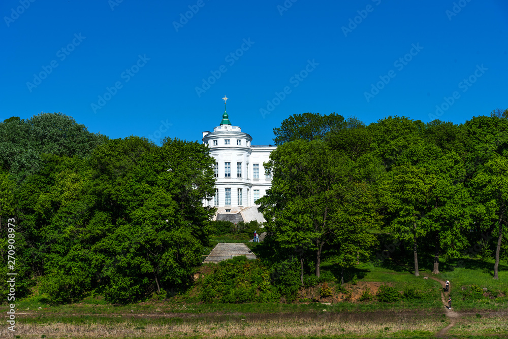 Panoramic view of Bogoroditsk Palace and Park in Bogoroditsk, Tula region.