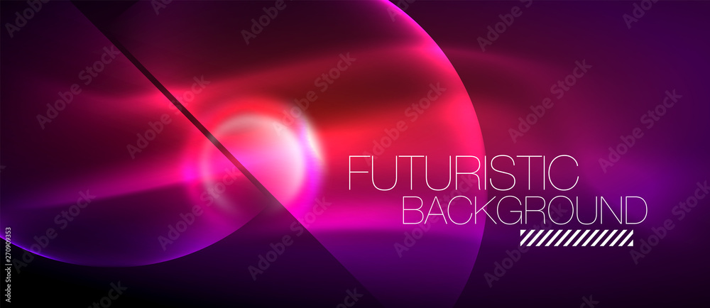 Blurred neon glowing round shapes, abstract circles and lights Blurred neon glowing round shapes, abstract circles and lights