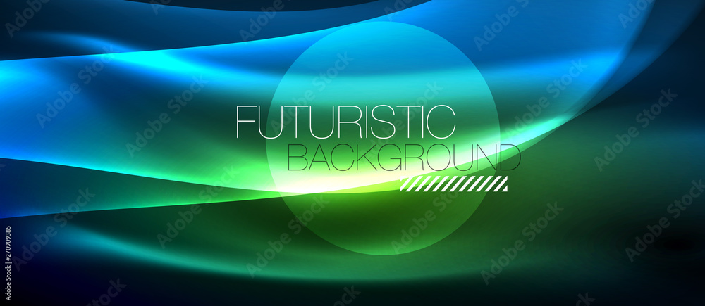 Glowing abstract wave on dark, shiny motion, magic space light. Techno abstract background Glowing abstract wave on dark, shiny motion, magic space light. Techno abstract background