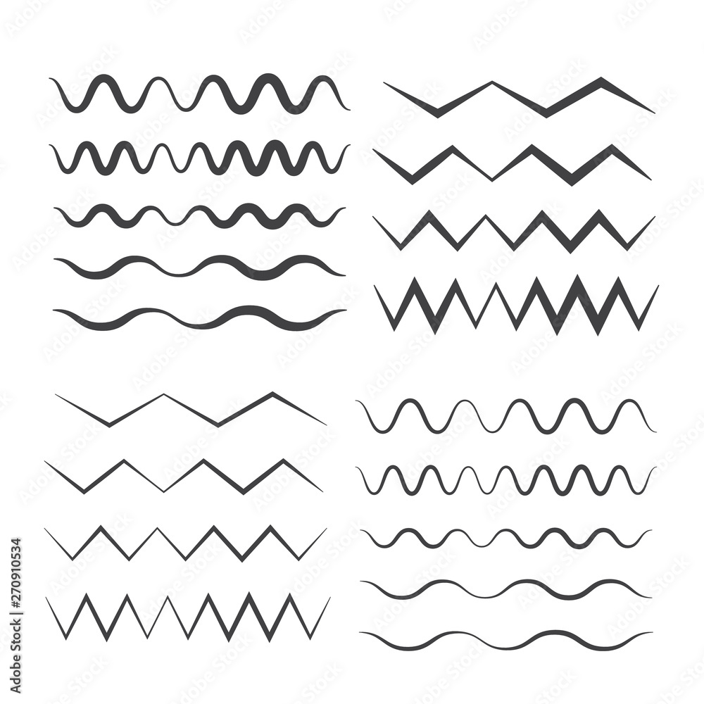 Set of wavy. Curvy and zigzag cross horizontal lines Set of wavy. Curvy and zigzag cross horizontal lines