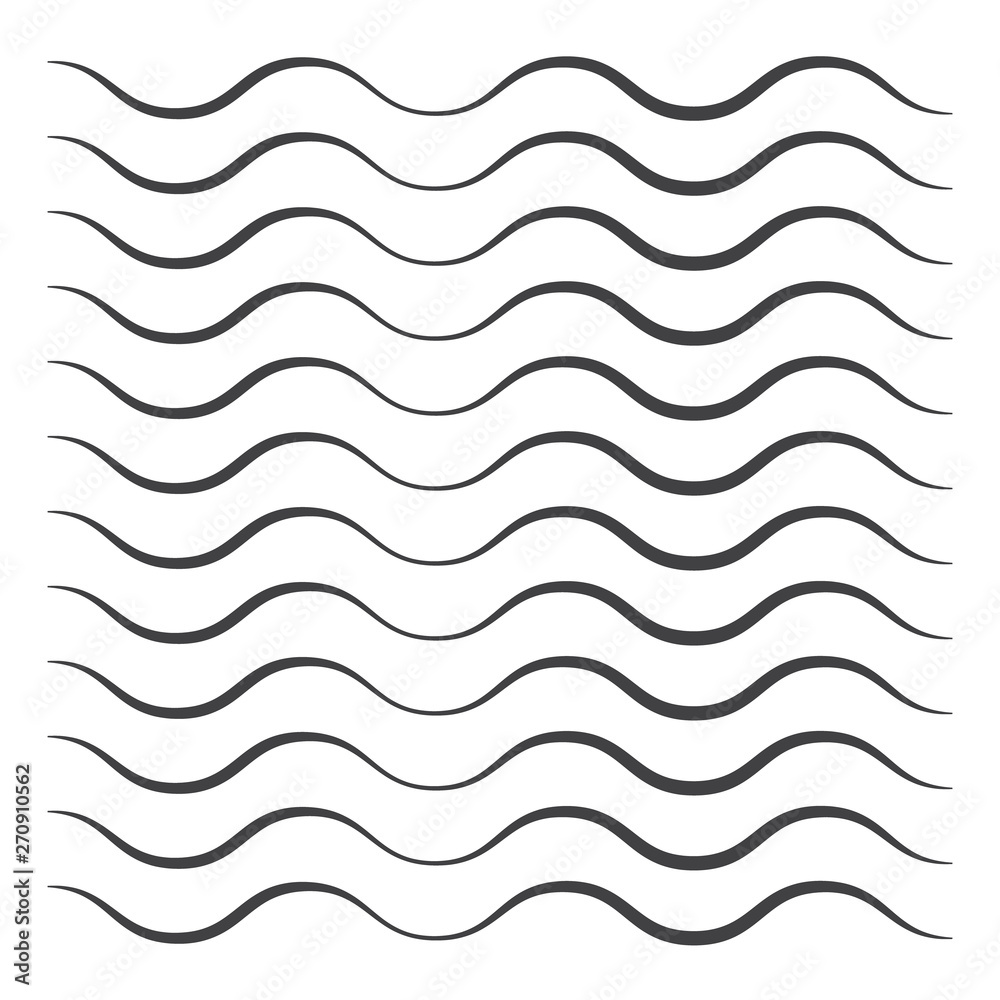 Black wavy line pattern vector. Waves outline icon. Wave thin line symbol Black wavy line pattern vector. Waves outline icon. Wave thin line symbol