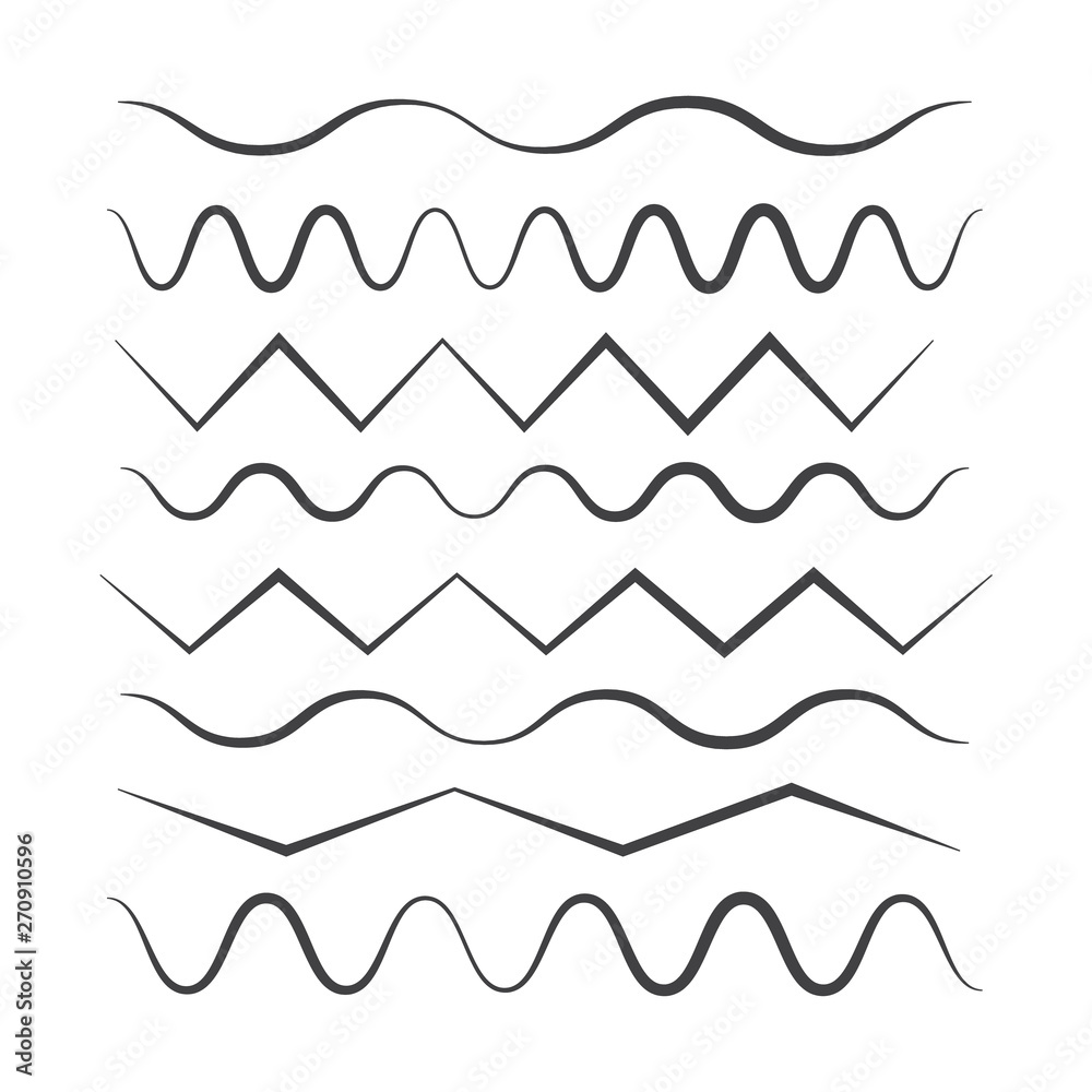 set of zigzag and wave borders. Waves outline icon. Wave thin line symbol