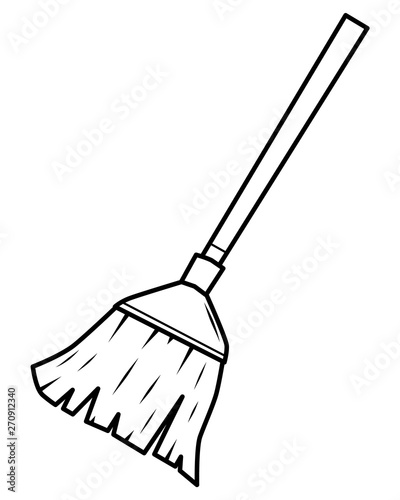 broom / cartoon vector and illustration, black and white style, isolated on white bacground.