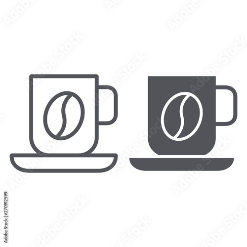 Coffee mug line and glyph icon  food and drink  cup sign  vector graphics  a linear pattern on a white background.