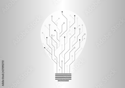 Circuit Light Bulb silhouette with grey tone