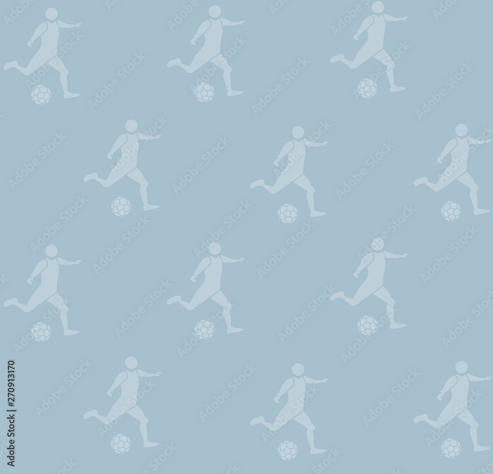 soccer sport backdrop, pattern seamless on blue vintage background