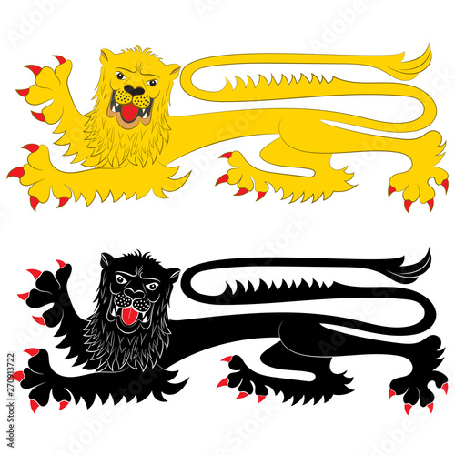 Heraldic Lion in Passant Attitude