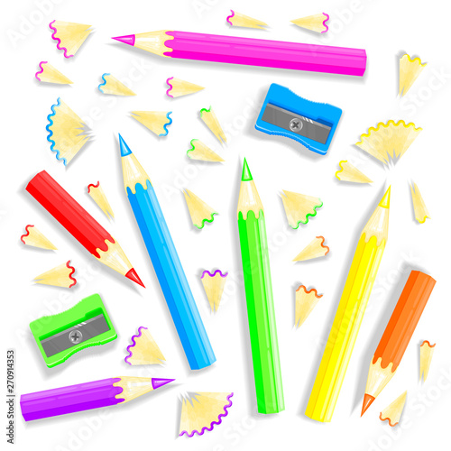 Colored pencils and sharpeners