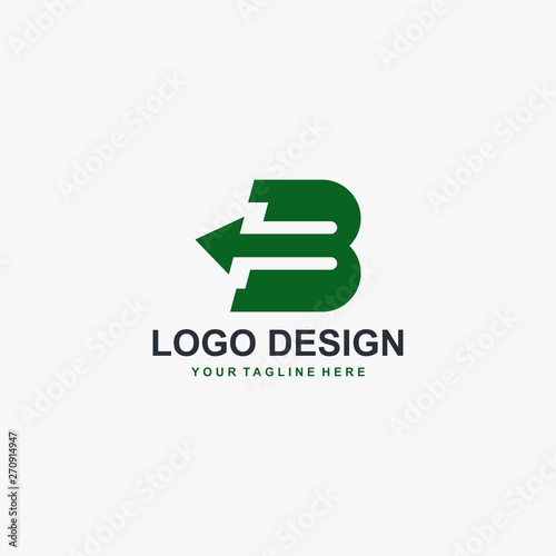 Letter B and arrow logo design vector. Abstract logo design.