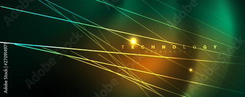 Vector neon light lines concept, abstract background
