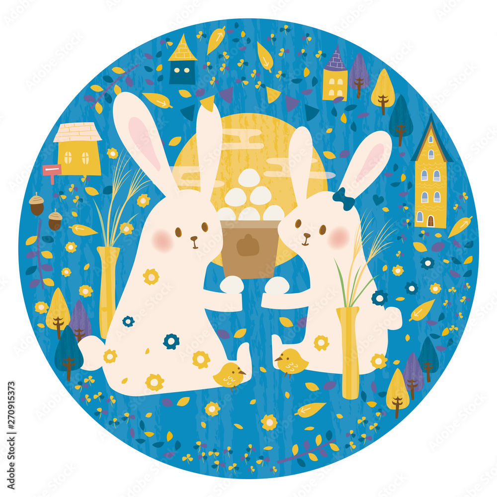 お月見うさぎ Stock Vector Adobe Stock