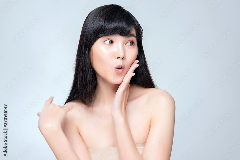 Beautiful Young Asian Woman with Clean Fresh Skin, Beautiful Young Asian Woman with Clean Fresh Skin,