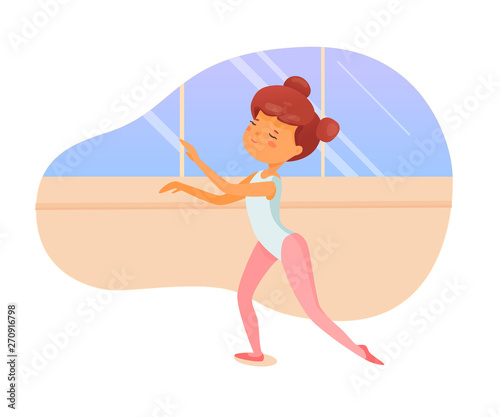 Ballet dancer lesson flat vector illustration