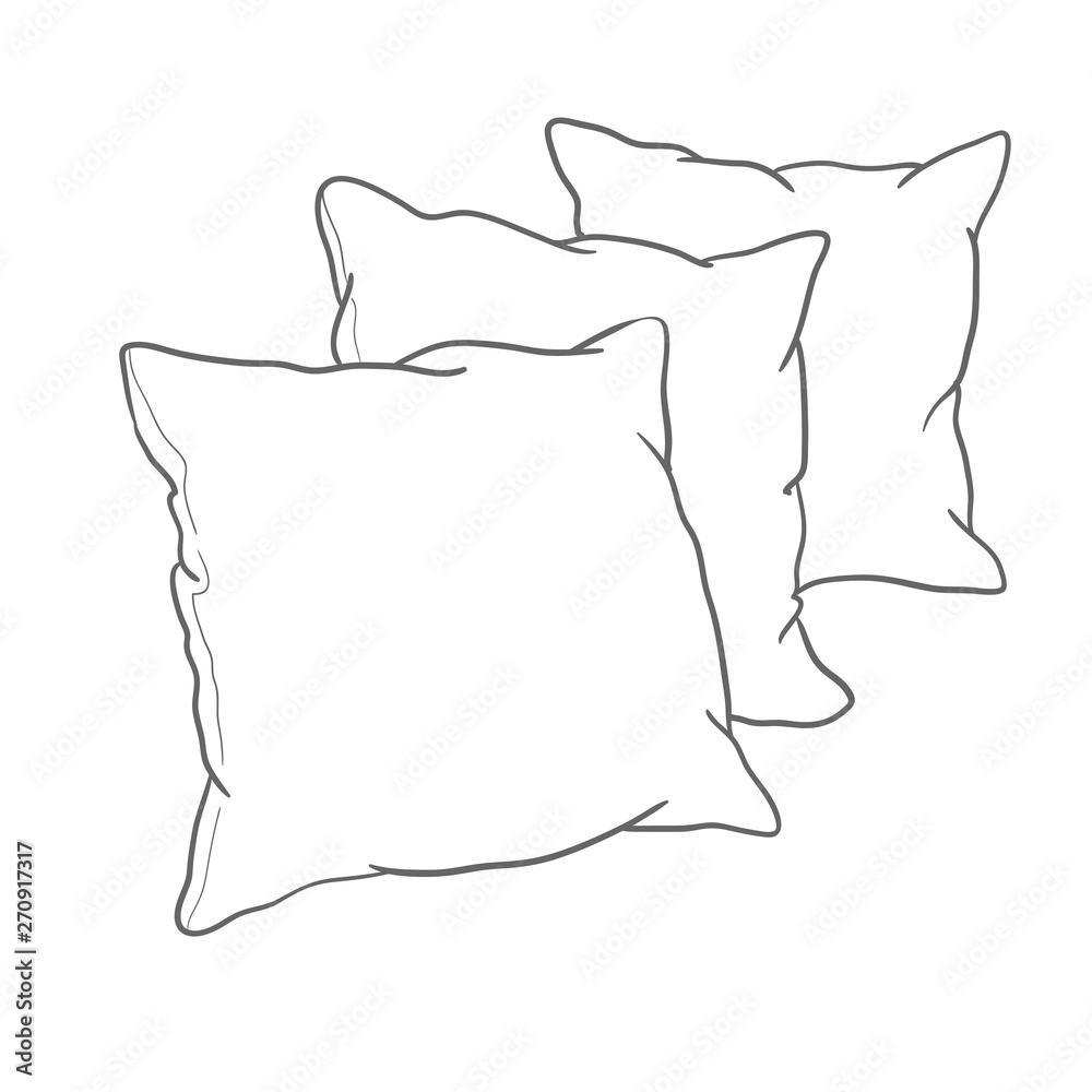 sketch vector illustration of pillow, art, pillow isolated, white