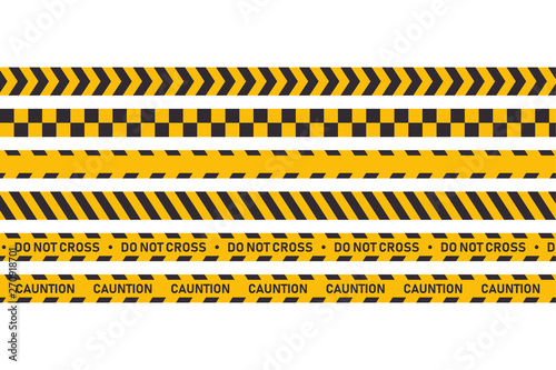 Cauntion or danger tape isolated. Set industrial protection tapes. Attention hazard. © Hubba Bubba
