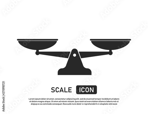 Scale icon isolated symbol of justice. Weight balance sign of law. Judgment punishment statue.