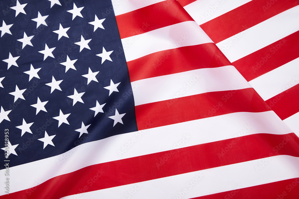 American flag background. Waving USA flag. 