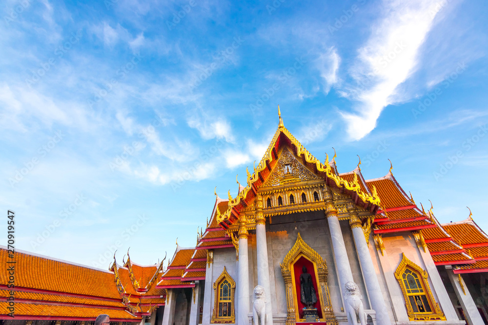 Fototapeta premium The Marble Temple , Wat Benchamabophit Dusitvanaram in Bangkok, Thailand. Unseen Thailand.