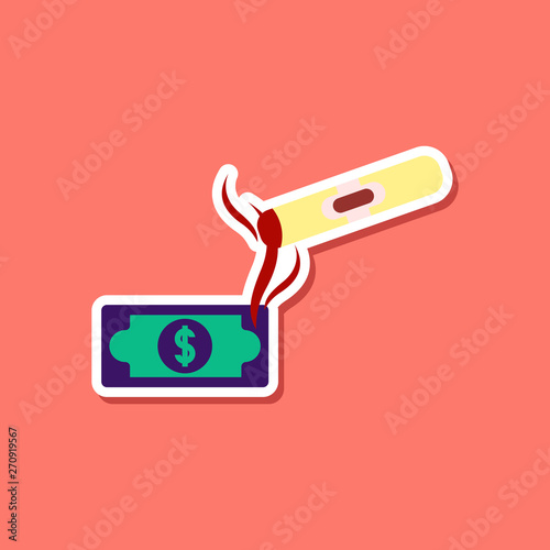 paper sticker on stylish background poker cigar dollar