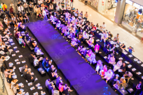 Top view Fashion runway out of focus , Blurry background of empty runway.