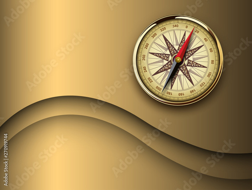 Travel background 3D with vinatage compass, retro vector design.
