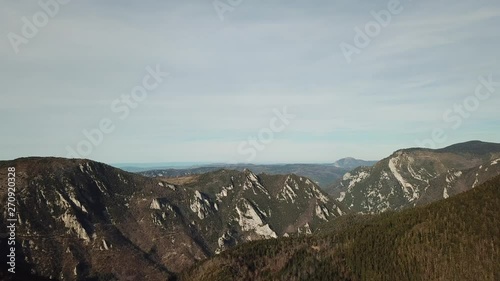 aerial view of pyrenean landscape in Occitanie, Aude in the south of France