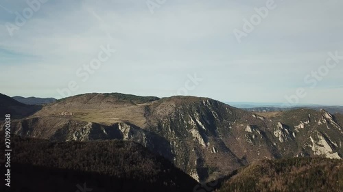 aerial view of pyrenean hill in Occitanie, Aude in the South of France