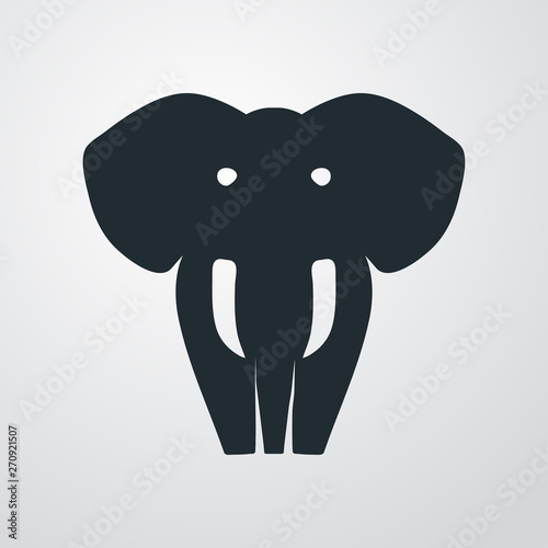 Icono plano silueta elefante en fondo gris