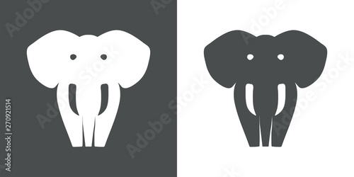 Icono plano silueta elefante en gris y blanco