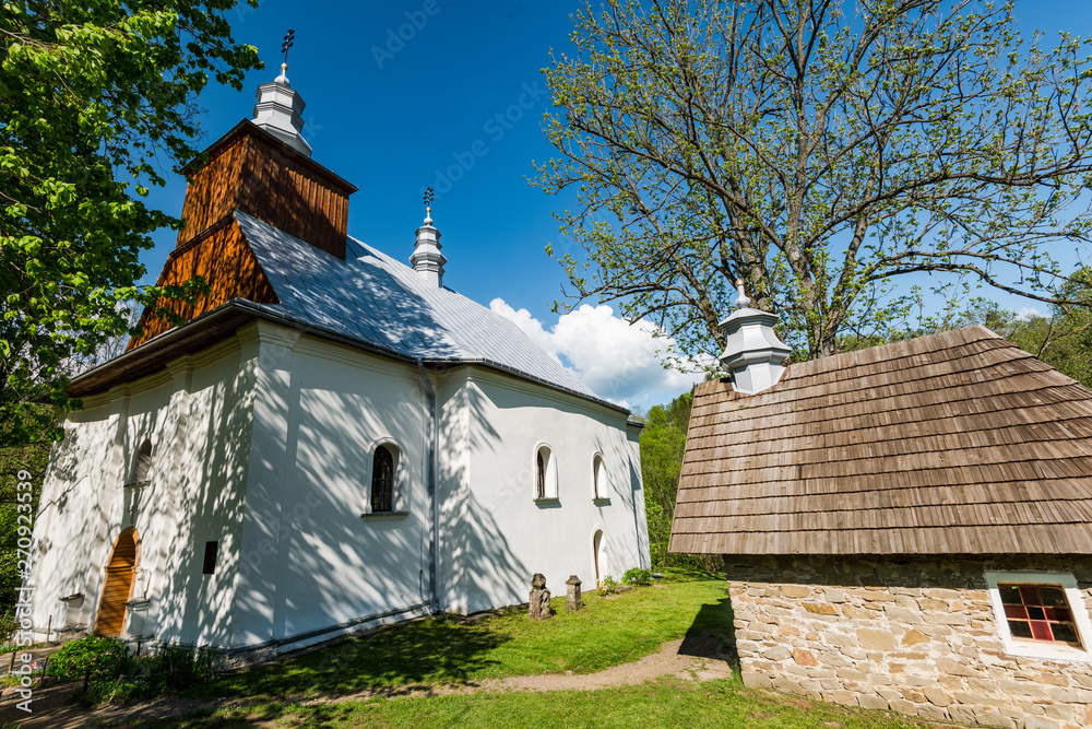 Orthodox wooden church in Lopienka village in Bieszczady mountains,Poland