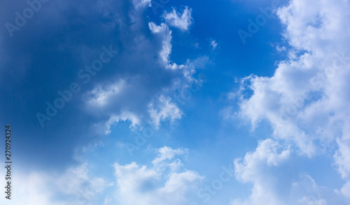 Blue sky and fluffy clouds scene