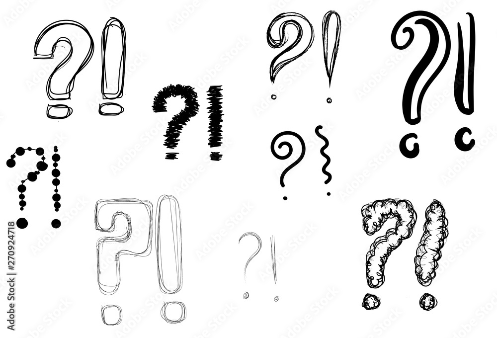 question mark exclamation point interrogation point exclamation mark icon set q and a hand drawing sketches vector illustration question mark exclamation point interrogation point exclamation mark icon set q and a hand drawing sketches vector illustration