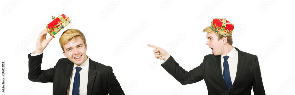 Businessman with crown isolated on white Businessman with crown isolated on white
