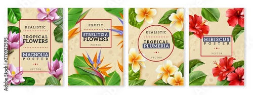 raelistic exotic flowers vertical posters set