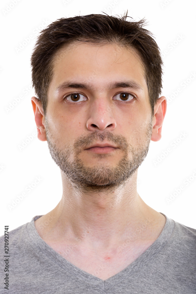 Studio shot of face of young man Studio shot of face of young man