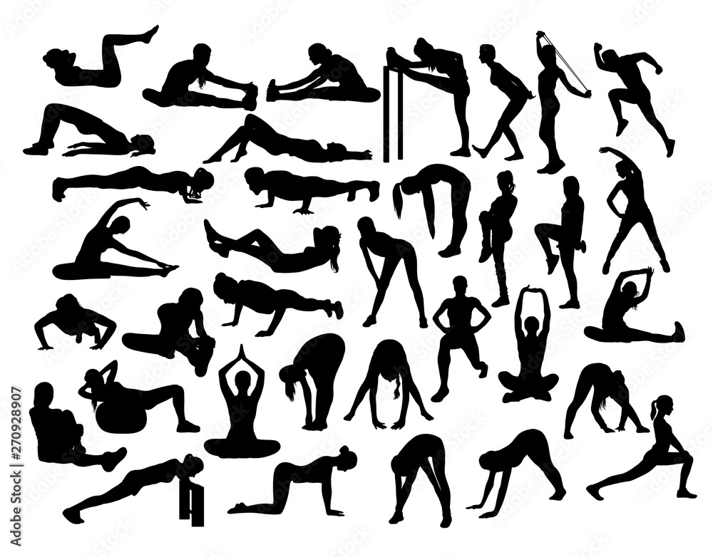 Fitness Gym and Weightlifting Silhouettes, art vector design 