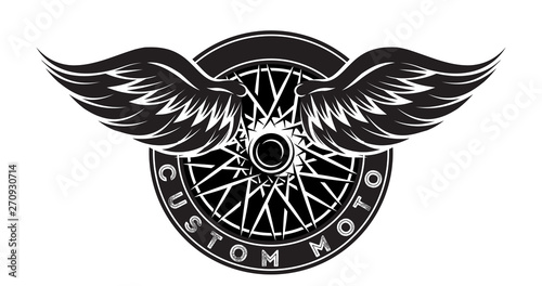 Vector monochrome pattern - car wheel with wings