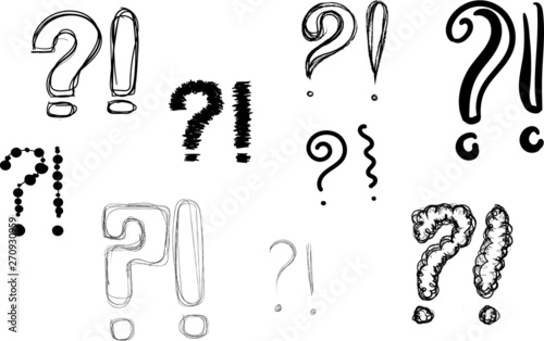 question mark exclamation point interrogation point exclamation mark signs q and a symbol icon sets hand drawings vector sketches on white background