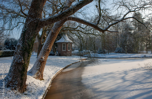 Winter in the city of Meppel drente Netherlands. Wilhelminapark. photo