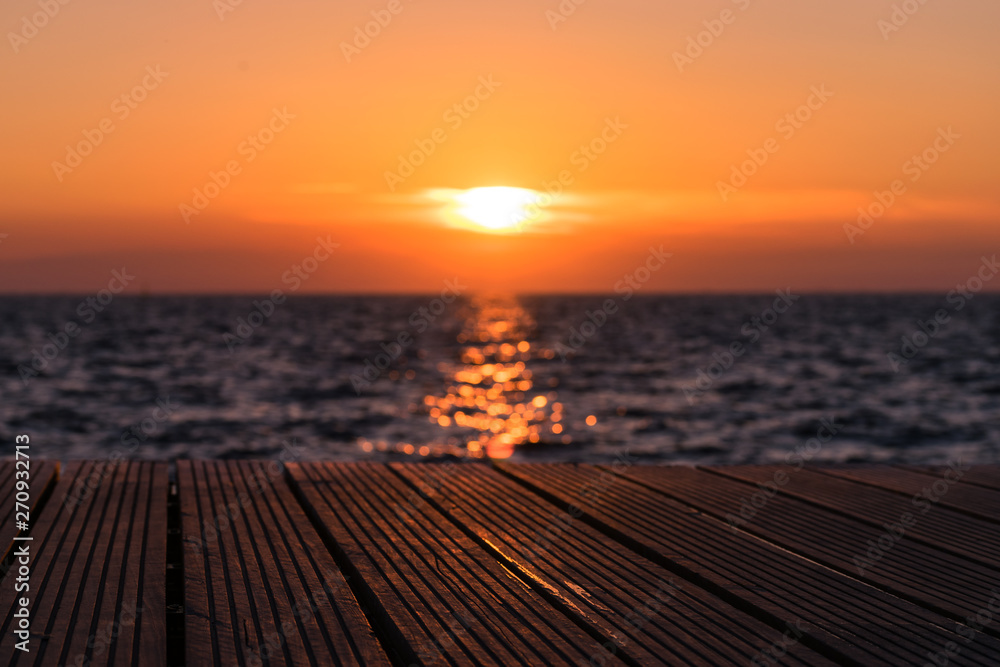 Sunset wathing from pier in Greece, Thessaloniki.
