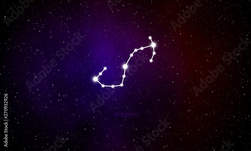 Scorpio constellation astrological sign with the galaxy background