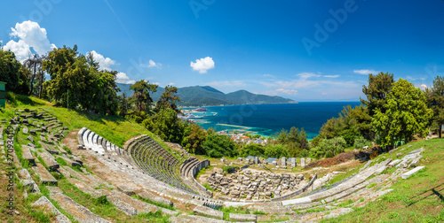 Ancient theater ruins, archaeological site in Limenas, Thassos island, Greece photo
